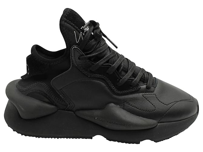 Y3 Y-3 Kaiwa Sneakers in Black Leather  ref.683614
