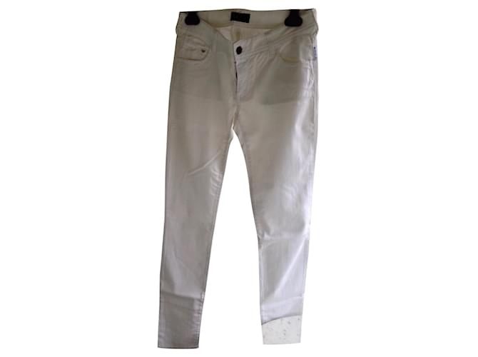 Armani Jeans Pantalones Blanco roto Algodón  ref.683757