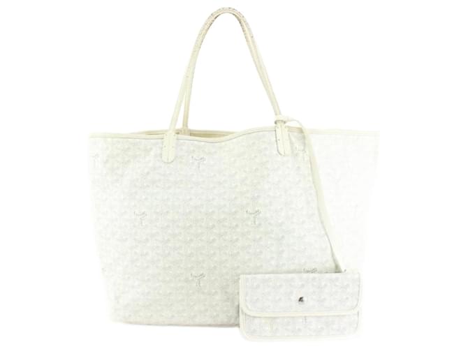 Goyard Large White Chevron St Louis GM Tote with Pouch Leather  ref.683799