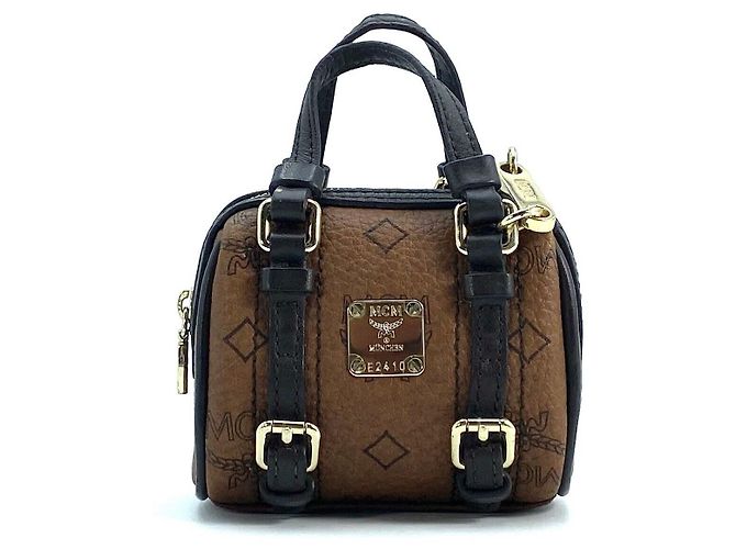 MCM PENDANT MINI BOSTON BAG BROWN