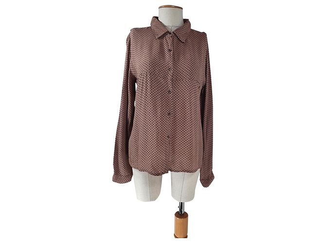 Camisa de bolinhas rosa Ganni em viscose