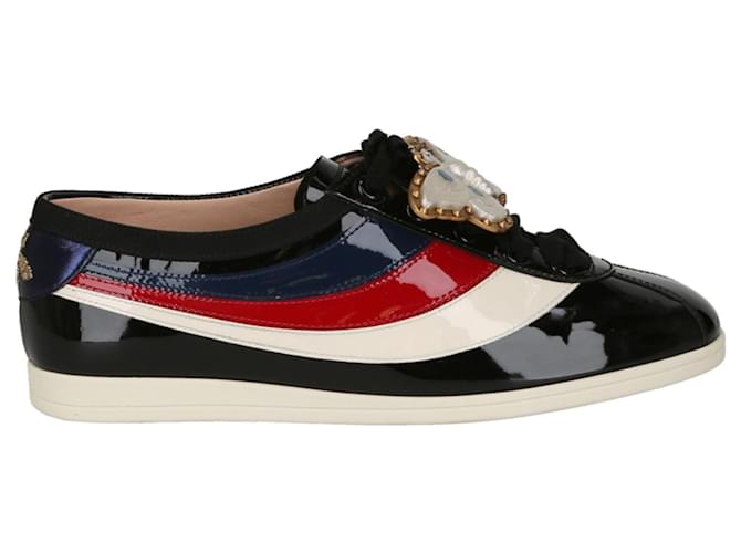 Falacer patent leather on sale sneaker with web