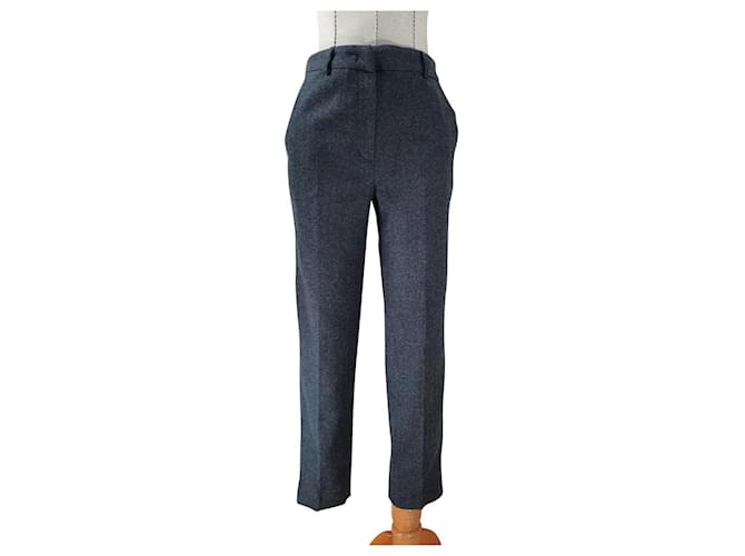 Moschino Pants, leggings Black Grey Wool  ref.684286