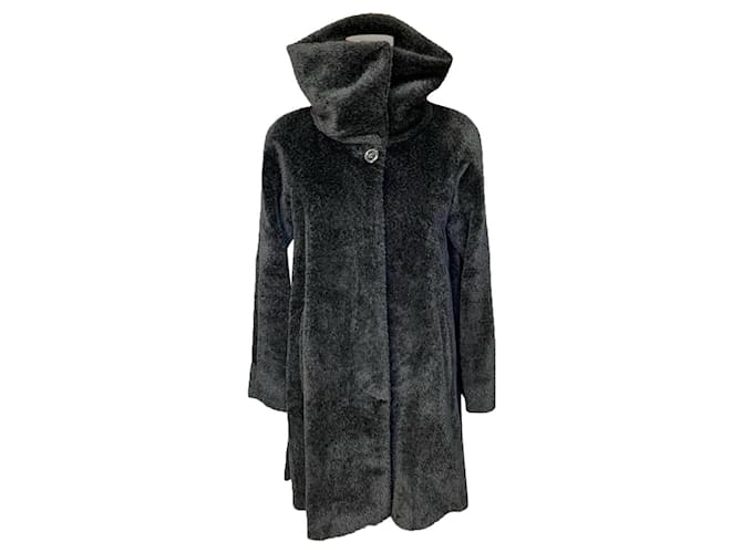 Schwarzer Mantel aus Alpaka und Wolle von Max Mara  ref.684442