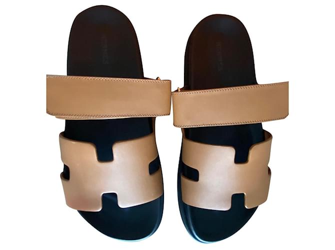 Hermès Chypres sandals Light brown Leather  ref.684518