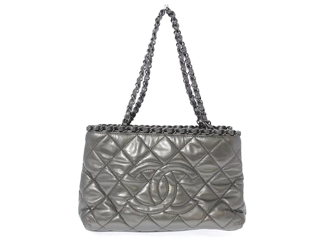 Chanel Chain Me Silvery Leather  ref.684580