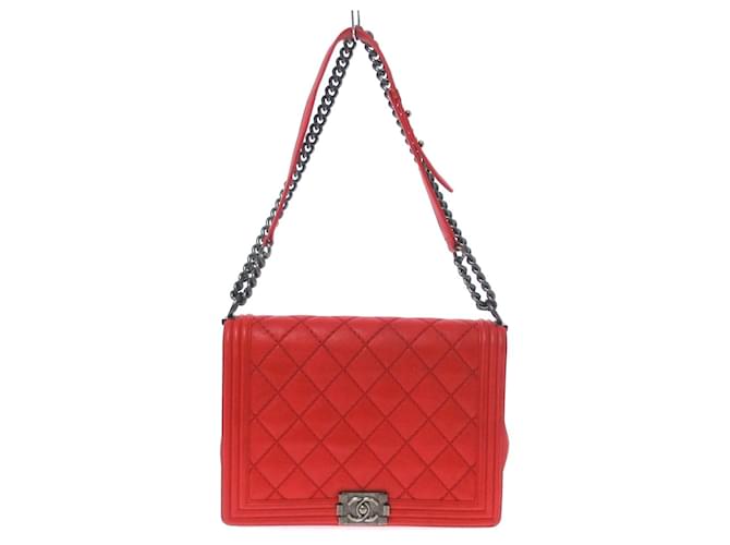 Chanel Boy Red Leather  ref.684672