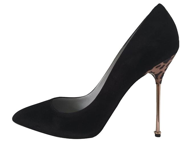 Escarpins Sergio Rossi Imprimé Léopard Daim Noir Taille 40