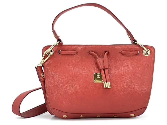 Elegant MCM leather shoulder bag Small Red  ref.685107
