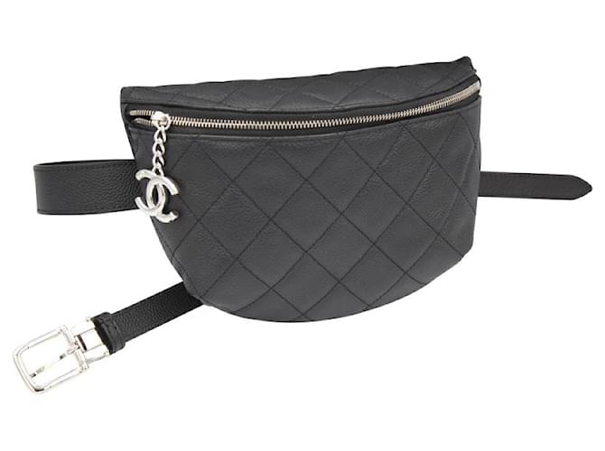 Chanel BLACK BELT BAG , grained leather , In a perfect condition  ref.685111