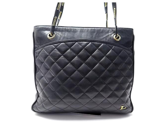 Autre Marque VINTAGE LOUISE FONTAINE SHOPPING BAG IN BLACK MATELASSE LEATHER QUILTED PURSE  ref.685147