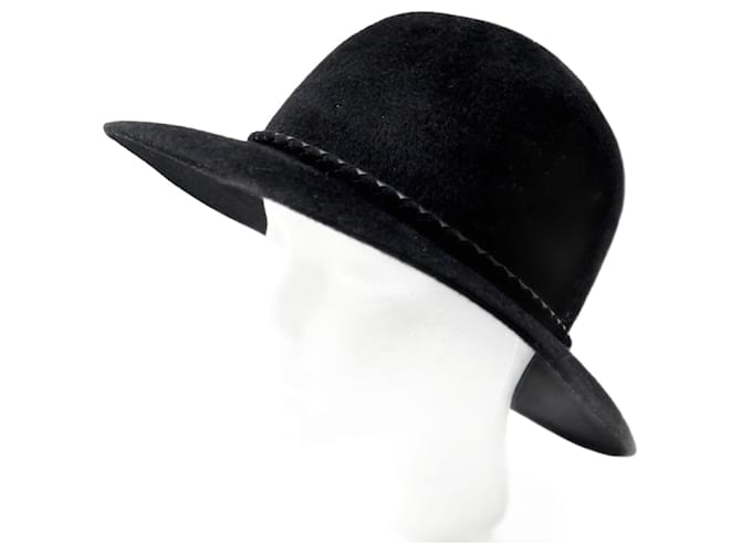 Hermès NEW HERMES HAT SIZE 56 CM FELT HARE BLACK NEW BLACK HAT  ref.685149