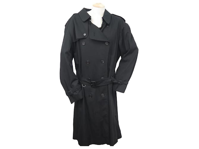 BURBERRY WATERPROOF COAT XL 56 IN BLACK COTTON BLACK JACKET TRENCH COAT   - Joli Closet
