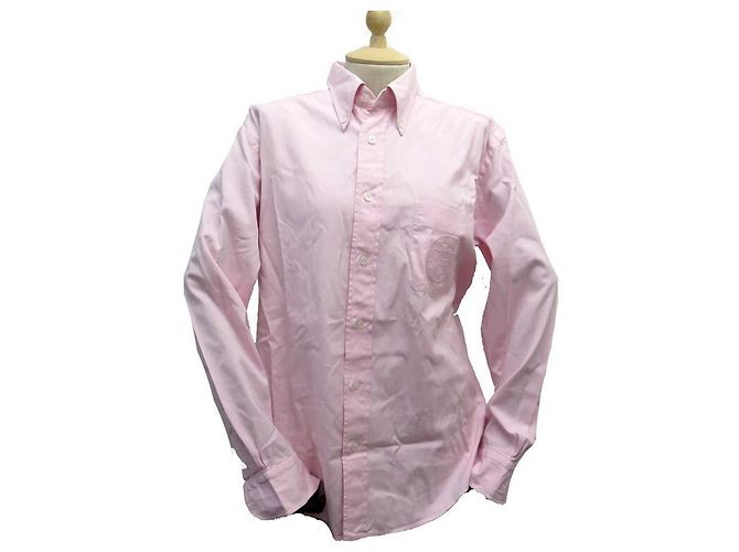 Hermès HERMES TOP CAMICIA TAGLIA M 40 IN COTONE ROSA E RICAMI H CAMICIA ROSA