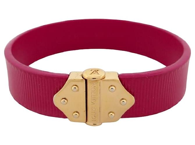 NEW LOUIS VUITTON INDIAN M BRACELET6681 T19 CM IN RED LEATHER & GOLDEN METAL  ref.685283