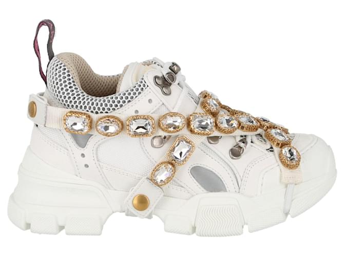 Gucci Flashtrek Chunky Leather Sneakers White  ref.685308