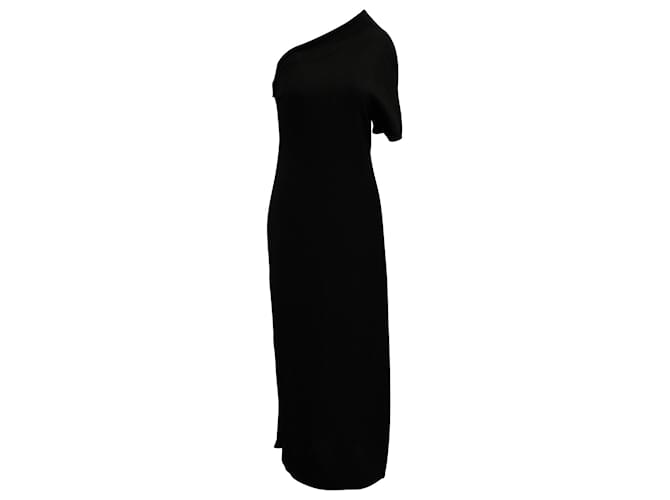 Lanvin One-shoulder High Slit Maxi Sheath Dress in Black Viscose Cellulose fibre  ref.685311