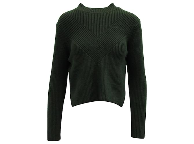 Sandro Paris Knitwear Pullover With Zip in Green Wool Olive green  ref.685366