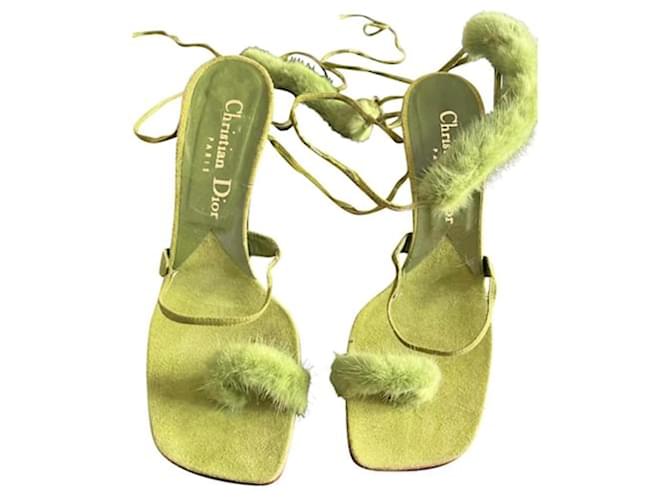 Christian Dior AH haute couture runway sandals97/98 Dior x Galliano Light green Lambskin  ref.685406
