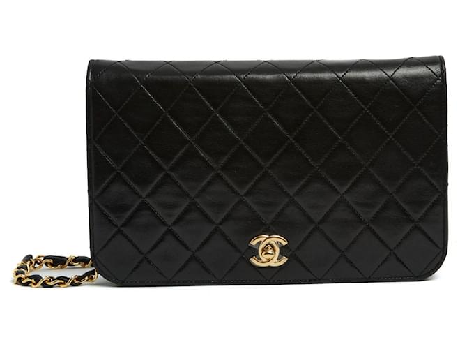 Timeless Chanel Clássico intemporal 24 Aba simples Preto Couro  ref.685625