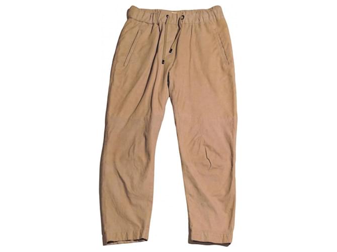 Brunello Cucinelli Pants, leggings Beige Suede  ref.685626