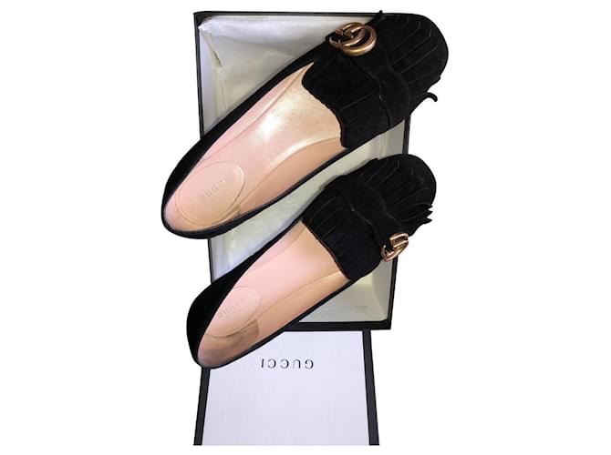 Gucci Zapatillas de ballet Negro Gamuza  ref.685650