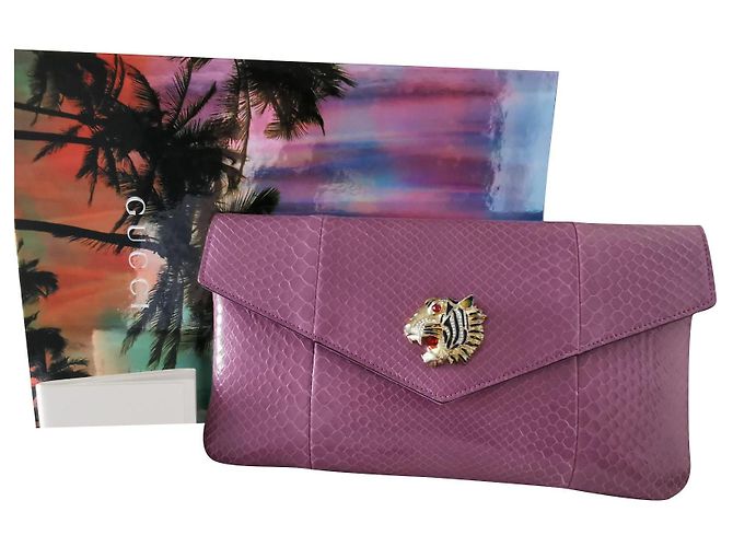 Pochette GUCCI Rajah upperr Head Python Violet