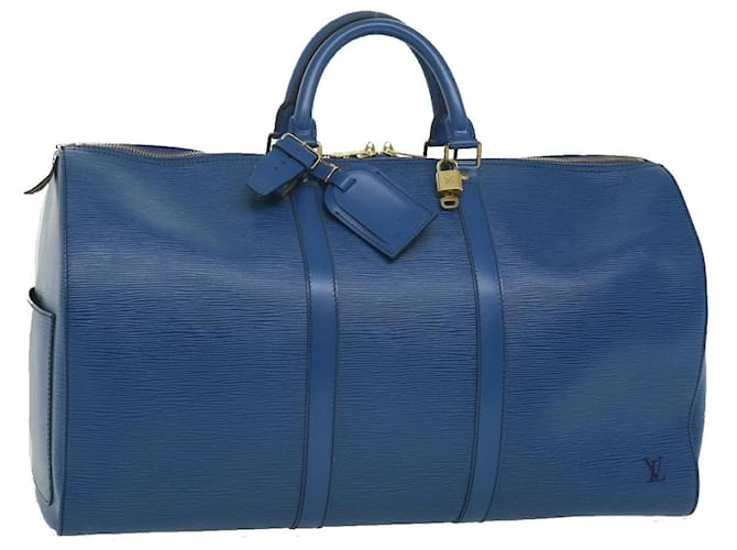 Louis Vuitton Keepall 50 Blau Leder  ref.685718