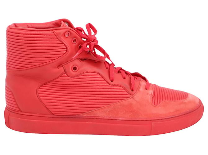 Balenciaga Cotes High Top Sneakers en Rogue Red Leather Roja Cuero  ref.685726