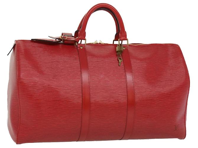Louis Vuitton Keepall 50 Rot Leder  ref.685741
