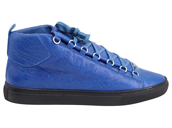 Balenciaga Arena High Top Sneakers in Blue Lambskin Leather  ref.685749