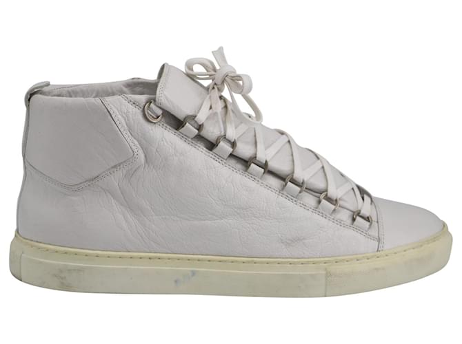 Balenciaga Arena High-Top Sneakers in White Lambskin Leather  ref.685935