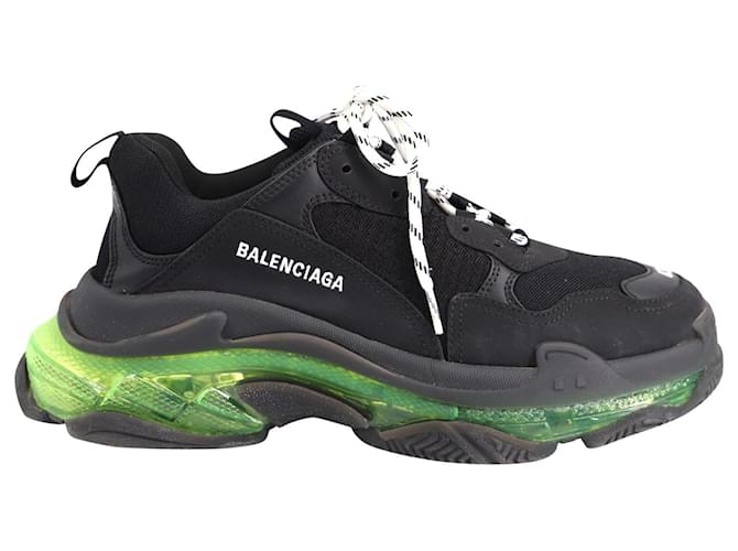 Sneakers Triple S di Balenciaga in Poliestere Nero/Giallo Fluo  ref.685947