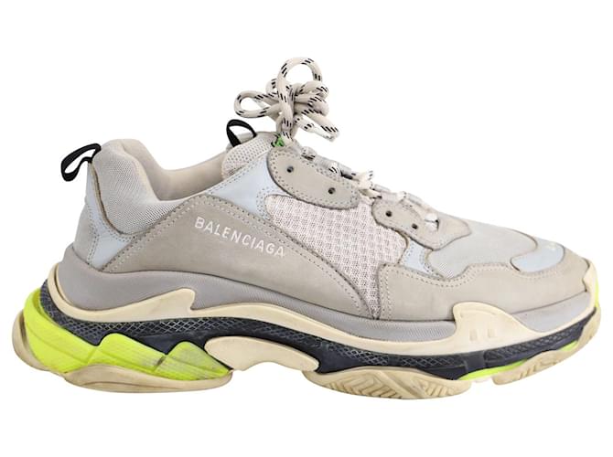 Sneakers Triple S di Balenciaga in Poliestere Grigio Fluorescente  ref.685960