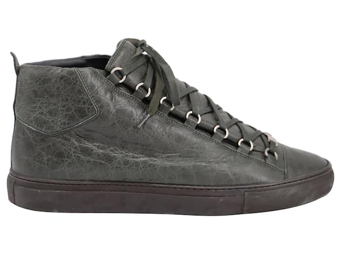  Balenciaga Arena High Top Sneakers in Army Green Lambskin Leather  ref.685989