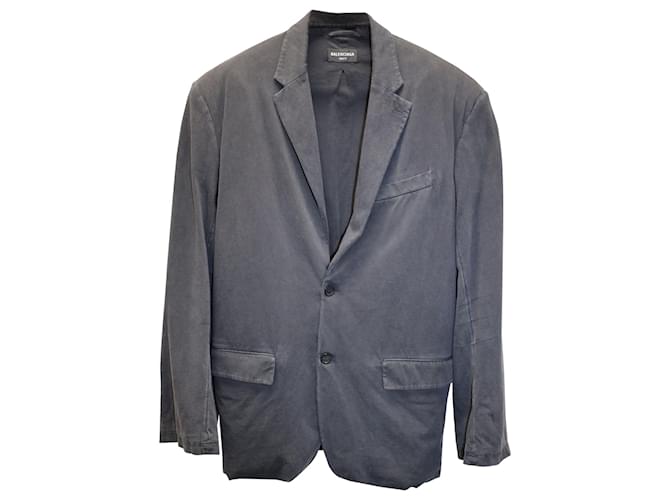 Balenciaga Washed Oversized Blazer in Grey Cotton Black  ref.686022