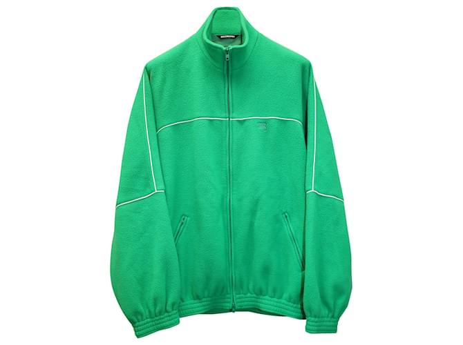 Balenciaga Oversized Piped Fleece Track Jacket in Green Polyester  ref.686023