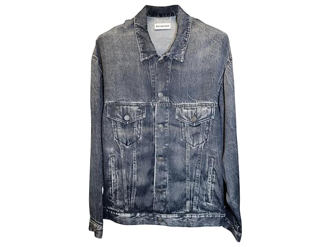 Jaqueta jeans Balenciaga em algodão cinza  ref.686056