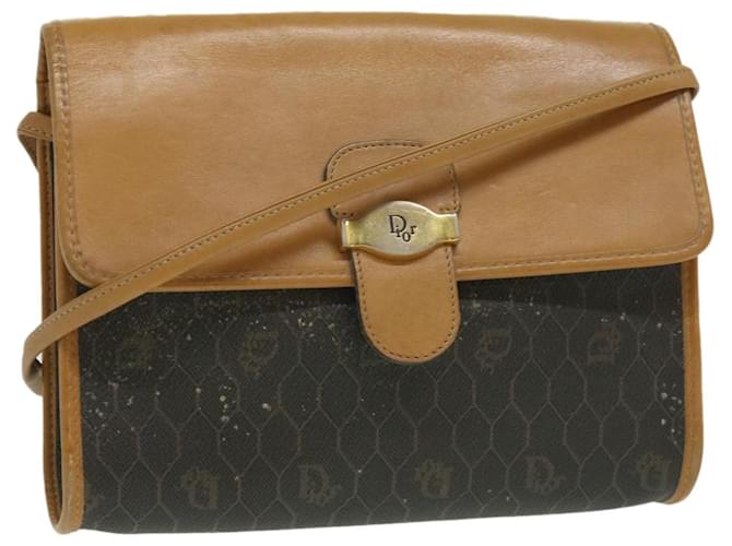 Christian Dior Honeycomb Canvas Shoulder Bag Black Auth rd3188  ref.686084