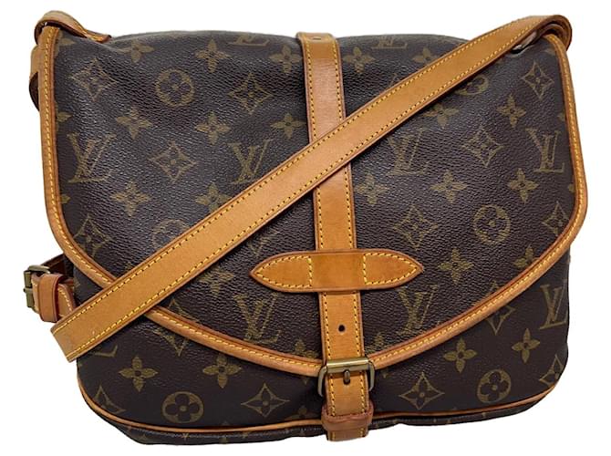 Louis Vuitton Saumur 35 Brown Cloth ref.466664 - Joli Closet