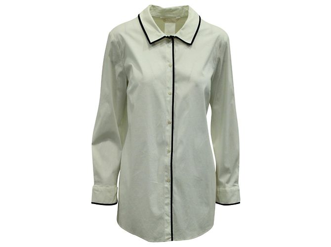 Autre Marque Camisa com botões S Max Mara com piping em algodão branco