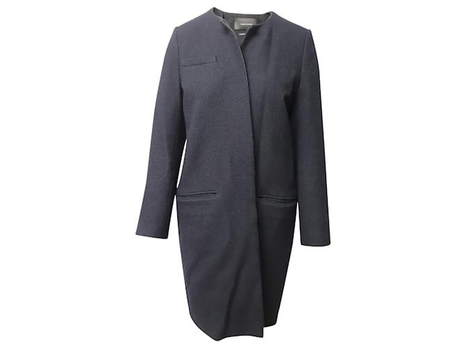 Isabel Marant Long Sleeve Coat in Gray Wool Black  ref.686303
