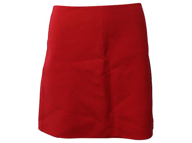 Theory Mini Pencil Skirt in Red Wool   ref.686320