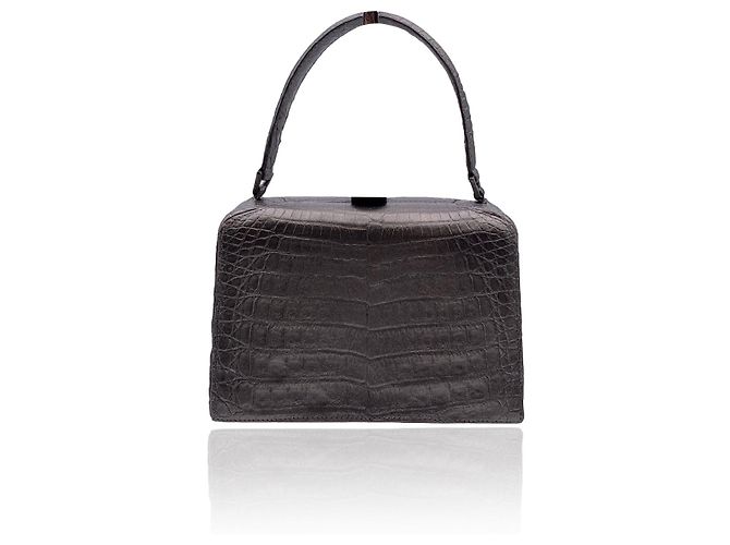 Nancy Gonzalez Petit sac à main en cuir métallisé gris