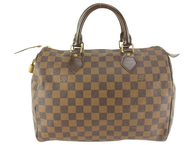 Louis Vuitton Damier Ebene Speedy 30 Boston Bag Leather  ref.686370