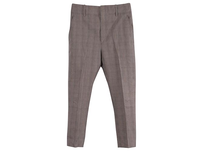 Isabel Marant Plaid Tailored Pants in Grey Cotton  ref.686477
