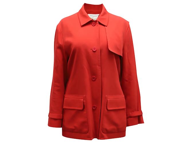 Giacca Peacoat Vintage di Yves Saint Laurent in Lana Rossa Rosso  ref.686499