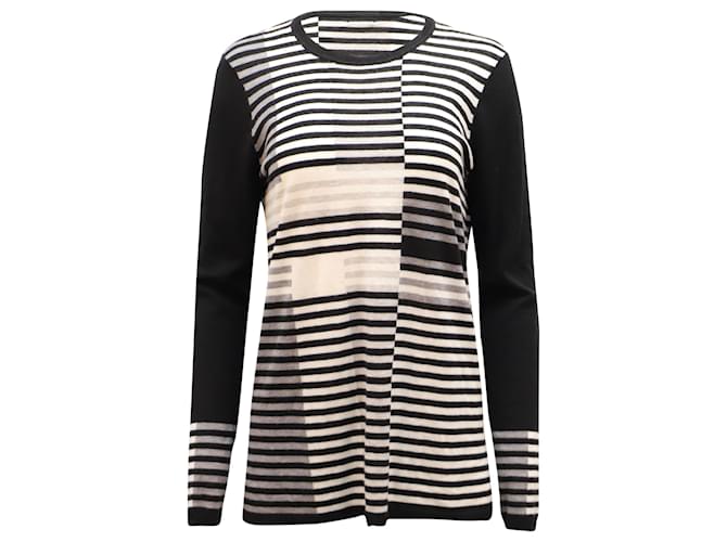 Vince Intarsia Stripe Sweater in Black Wool  ref.686507