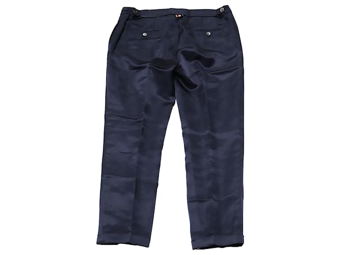 Thom Browne Cropped Trousers in Navy Blue Viscose Cellulose fibre  ref.686511