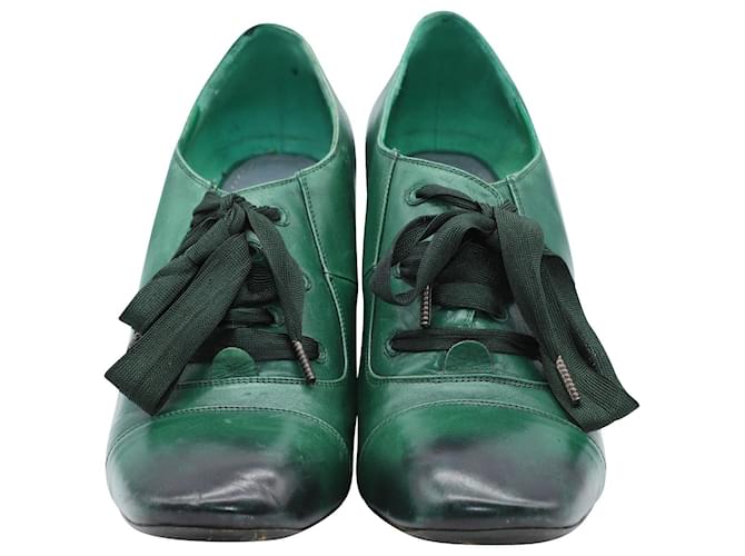 Marc Jacobs Chaussures à Talons Ombre à Lacets en Cuir Vert  ref.686514